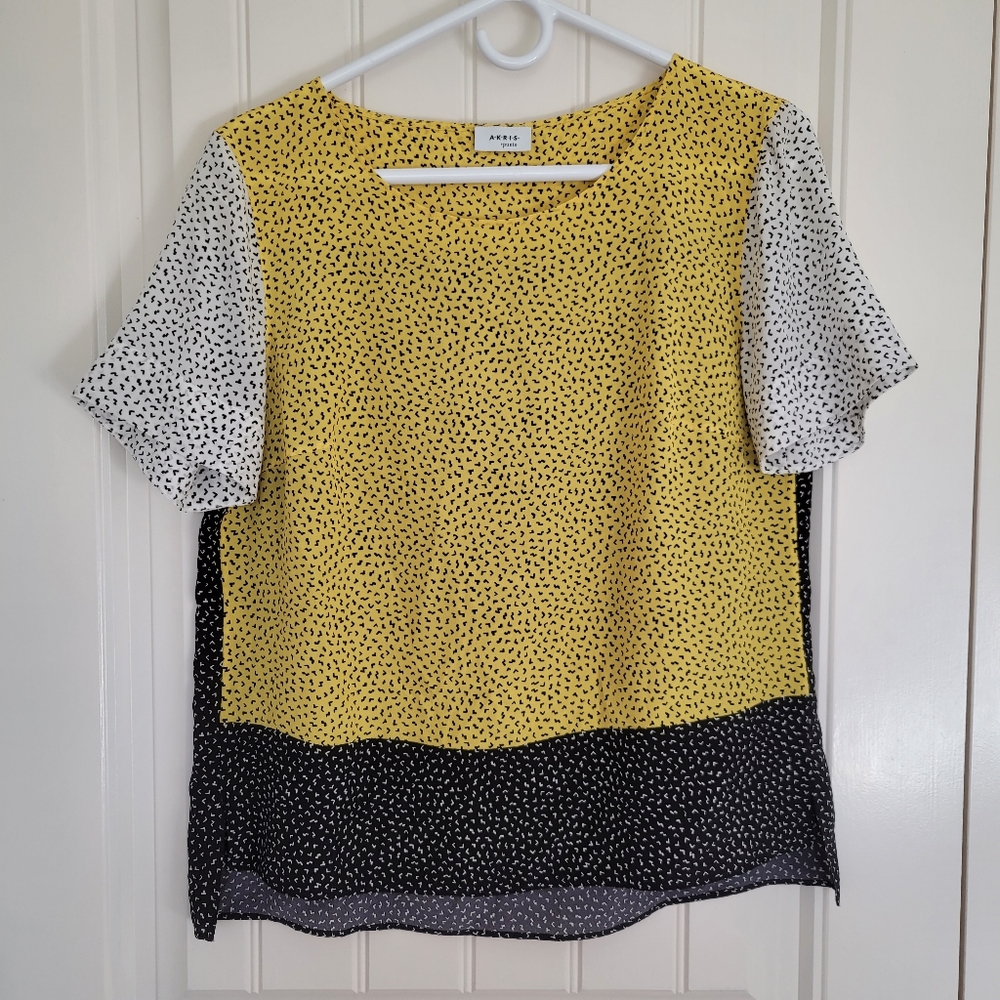 Akris punto pastina colorblock silk blouse office scandi girl summer